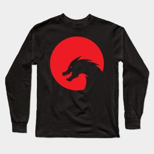 Dragon Head Silhouette Red Gradient Color Long Sleeve T-Shirt